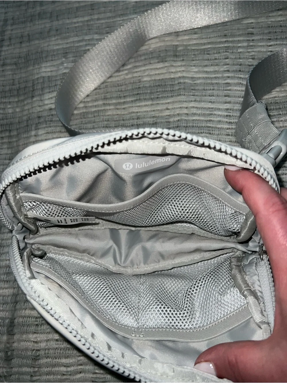 lululemon athletica Silver Iridescent Crossbody Bag with Pastel Logo